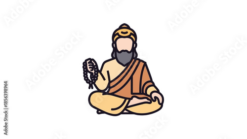 Hindu Sadhu with a parrot bird.