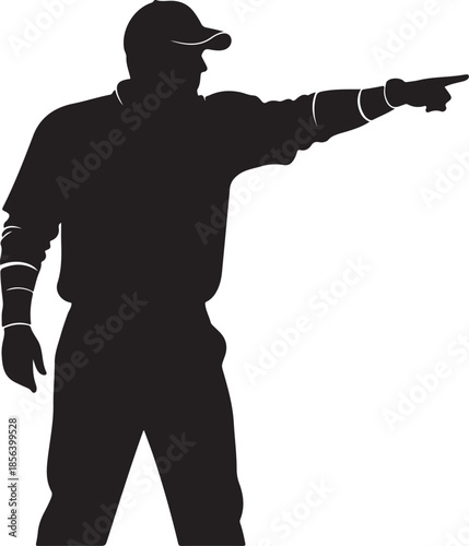 Sports Official or Coach Silhouette Pointing Direction, Isolated Illustration on White Background , Generative Ai