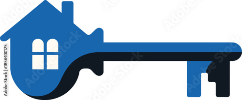 Real state home and key flat vector illustration