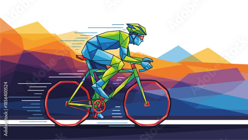 Abstract Geometric Cycling Athlete Vector