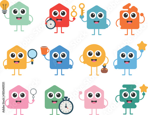 Cleaning service equipment icon set, including vacuum, broom, mop, spray bottle, sponge, and bucket, for domestic hygiene and professional housework design.