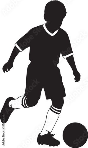 Dynamic Silhouette of a Junior Soccer Player with a Football, Promoting Active Lifestyle and Youth Athletics , Generative Ai