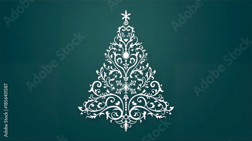 Ornamental Christmas Tree: A beautifully rendered ornamental Christmas tree illustration stands out against a backdrop. Its intricate details and festive theme, evoke a sense of joyous celebration.