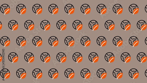 Seamless Pattern of Dumbbell Icons with Orange Weights.