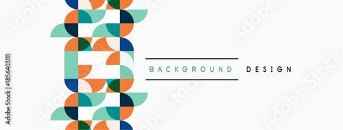 Abstract geometric pattern. Circles, squares form helix shape. Light background supports vibrant colors, modern design elements.