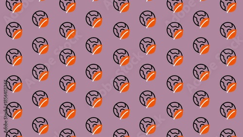 Seamless Pattern of Orange and Black Steering Wheels on Purple Background.
