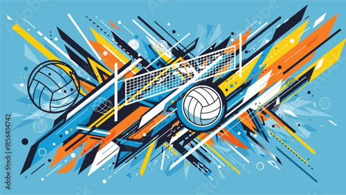 Sharp Geometric Volleyball Vector Illustration