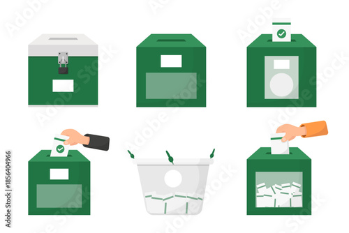 Thai ballot boxes, the concept of voting in Thailand, hands and ballot boxes.