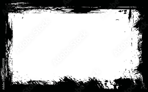 Grunge graffiti frame templates. Ink paint border with rough edges for poster and banner. Retro textured overlays. Rectangular old black abstract flyer background