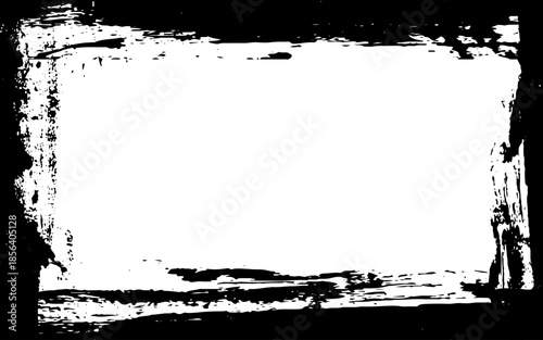 Grunge graffiti frame templates. Ink paint border with rough edges for poster and banner. Retro textured overlays. Rectangular old black abstract flyer background