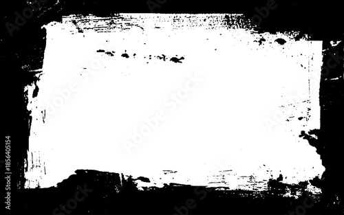 Grunge photo frame. Rectangular old black flyers on transparent background. Vector illustration. 