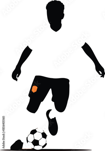 Netherlands Soccer Player Silhouette in Motion with Orange Background and Ball , Generative Ai