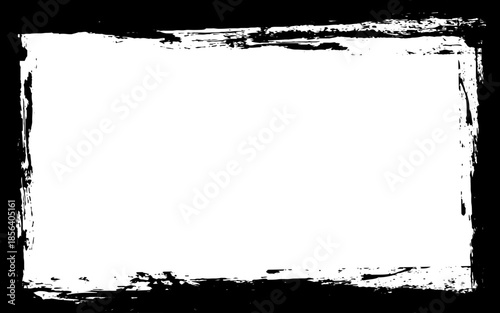 Grunge frame templates. Ink paint border with rough edges for poster and banner. Retro textured overlay.