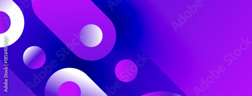 Abstract purple, blue gradients. Circles overlap creating dynamic composition. Modern design, vibrant colors, smooth transitions.