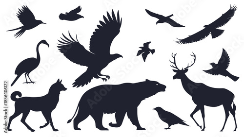1️⃣ Animal Silhouette Icon Set – Flat Black Vector Icons