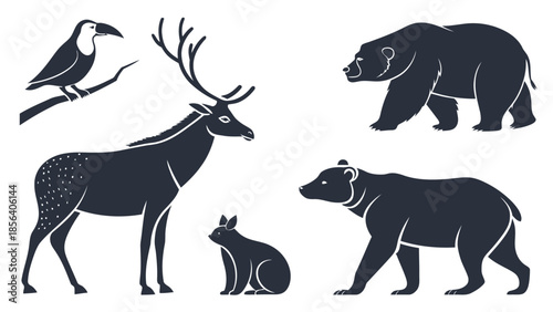 1️⃣ Animal Silhouette Icon Set – Flat Black Vector Icons