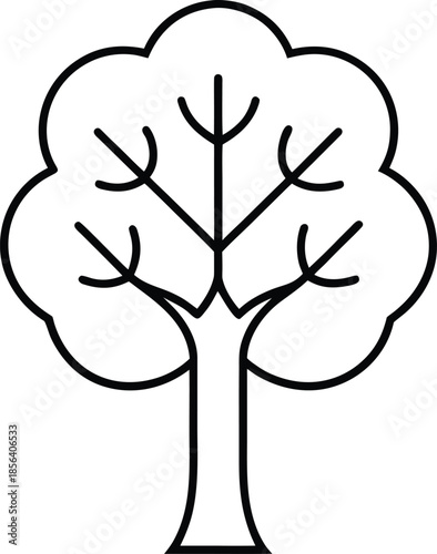 Eco tree line art vector clean thin black outline nature 1