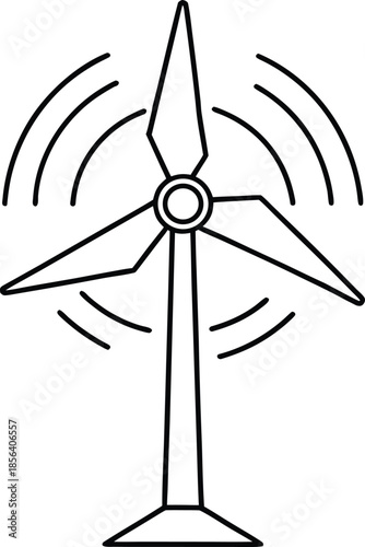 Wind turbine line art vector with radiating lines energy