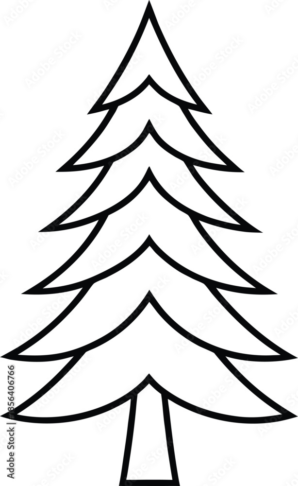 Obraz premium Minimalist Pine Tree Line Art Vector