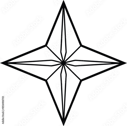 Thin black line art star symbol vector