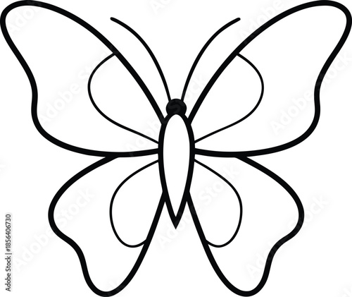 Butterfly line art vector thin black outline insect