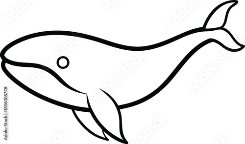Minimalist thin black outline whale vector graphic 1