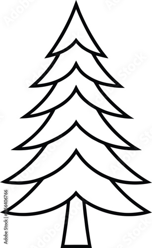 Minimalist Pine Tree Line Art Vector