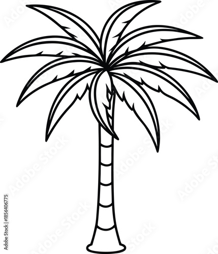 Palm tree line art vector with thin black outline 1