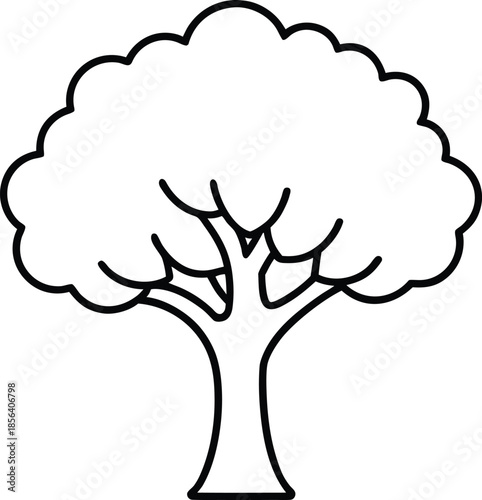 Minimalist oak tree line art vector graphic