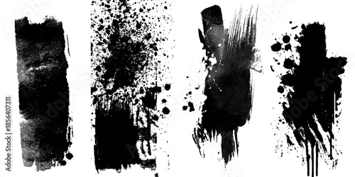 ink brushstroke on white background with visible splashes for watercolor style effect. grunge isolated on white background,