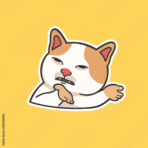 Questioning Cat Meme Sticker Vector Cute Illustration