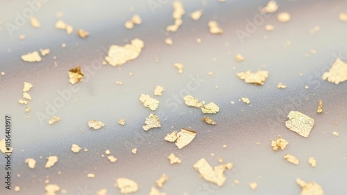Scattered gold flakes on dark surface