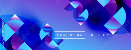 Abstract blue purple gradients form dynamic shapes. Modern design suggests technology, innovation, energy, movement. Background features text background design.