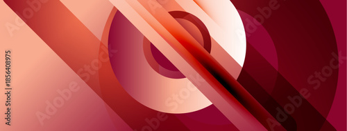 Abstract composition. Circular shapes overlap, creating dynamic visual effect. Warm color palette dominates image. Smooth gradients present.