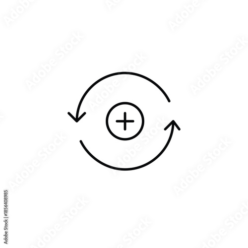 Schedule update, refresh and add new tasks. Renew arrows and plus symbol. Pixel perfect, editable stroke vector icon