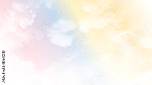 Pastel sky with white cloud. Sweet dream background.