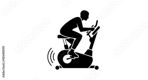 Person Exercising on Stationary Bike Silhouette.