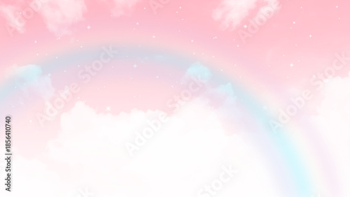 Pink sky with white clouds. valentine's day sweet dream background love and happiness. 