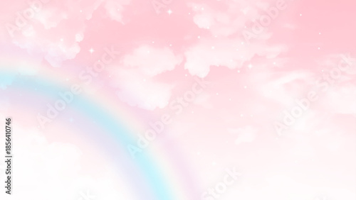 Pink sky with white clouds. valentine's day sweet dream background love and happiness. Pink sky with white cloud. The firmament before a large storm. Sweet dream background.
