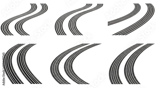 Curved road lanes illustration on white background