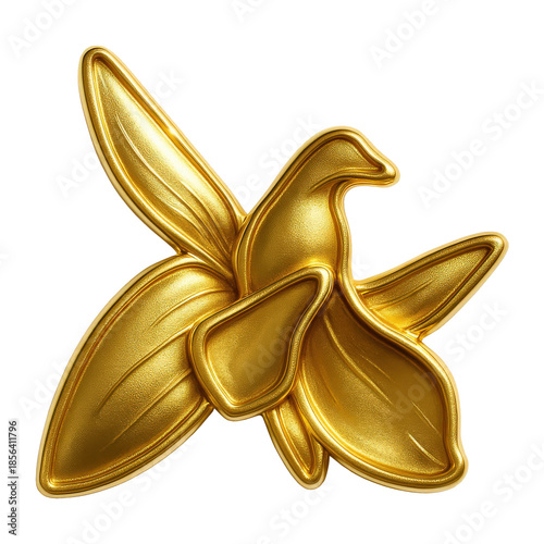 Xarı Bülbül — Golden Azerbaijani National Flower, Luxury 3D Floral Symbol, Isolated PNG