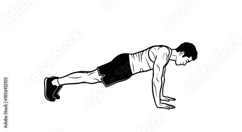 Man Doing Pushup Exercise Illustration.