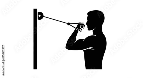Man Exercising with Cable Machine Silhouette.