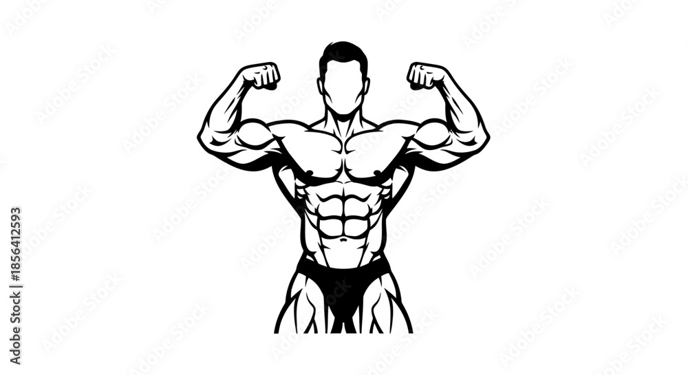 Fototapeta premium Muscular Man Showing Off Muscles and Strength.