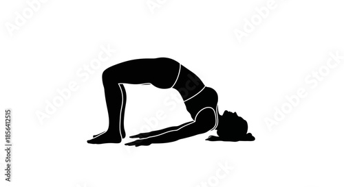 Woman Performing Yoga Bridge Pose Silhouette.