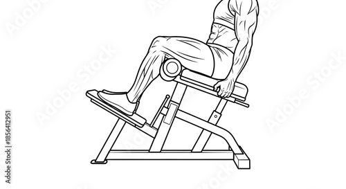 Man Exercising on Leg Press Machine.
