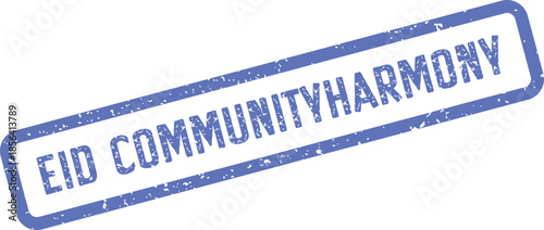 Vibrant blue Eid Community Harmony stamp symbolizing unity and peace for celebration