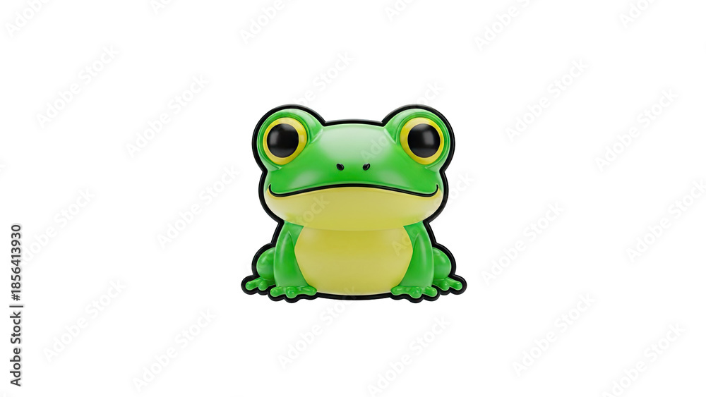 Obraz premium 3D Cute cartoon green frog transparent background