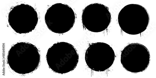 Grunge paint circle vector set. Abstract story highlight cover icons. Grunge round frames for social media stories.