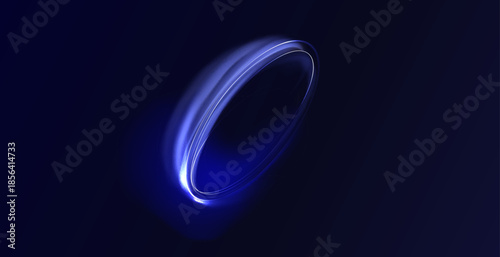Portal light effect on a dark background. Light bright blue swirl. Bright light round teleport podium. Magic gate in a fantasy game.